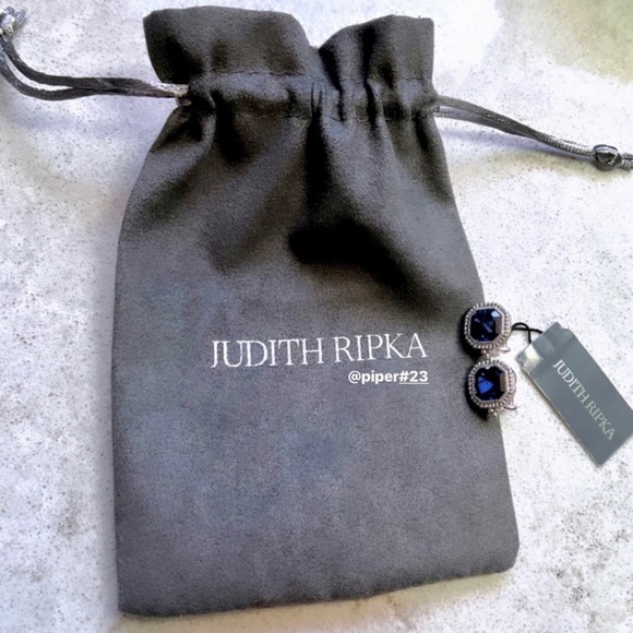 NWT Judith Ripka Asscher-cut Blue Sapphire Estate Stud Earrings - Picture 8 of 11